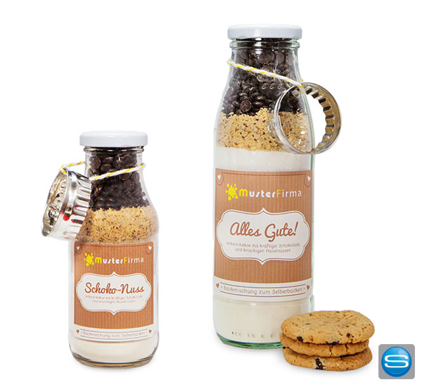 schoko-cookie-backmischung-mit-logo Schoko Cookie Backmischung in der Flasche mit individuellen Etikett