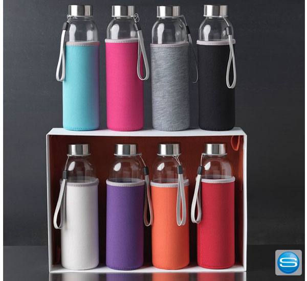 trinkflasche-als-mitarbeitergeschenk Glas-Sportflasche mit Logo bedrucken