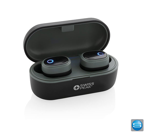 TrueWireless Bluetooth Ohrhörer mit Ladebox als Werbeartikel bedrucken