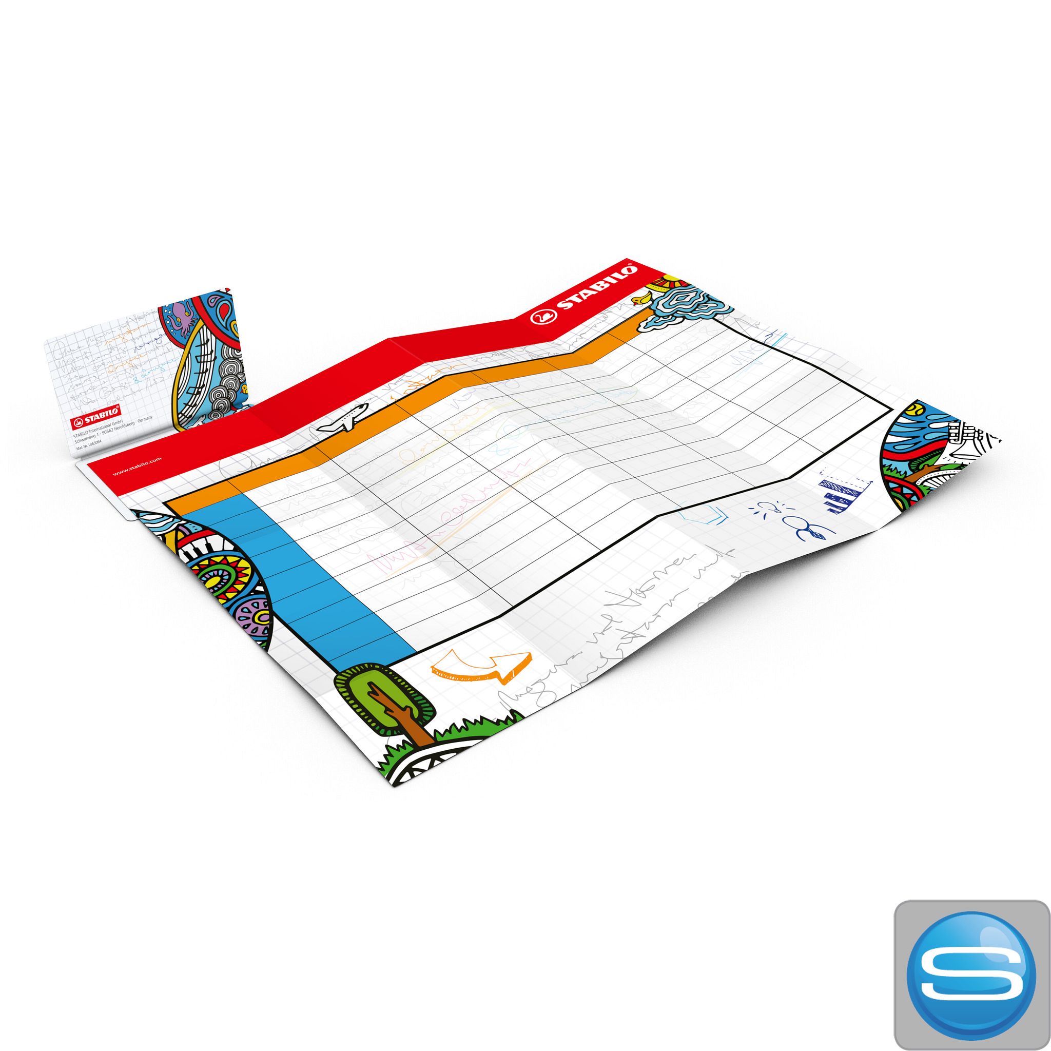 Concept-Card Faltplan mit Karton-Umschlag als individuell bedruckbares Give-away