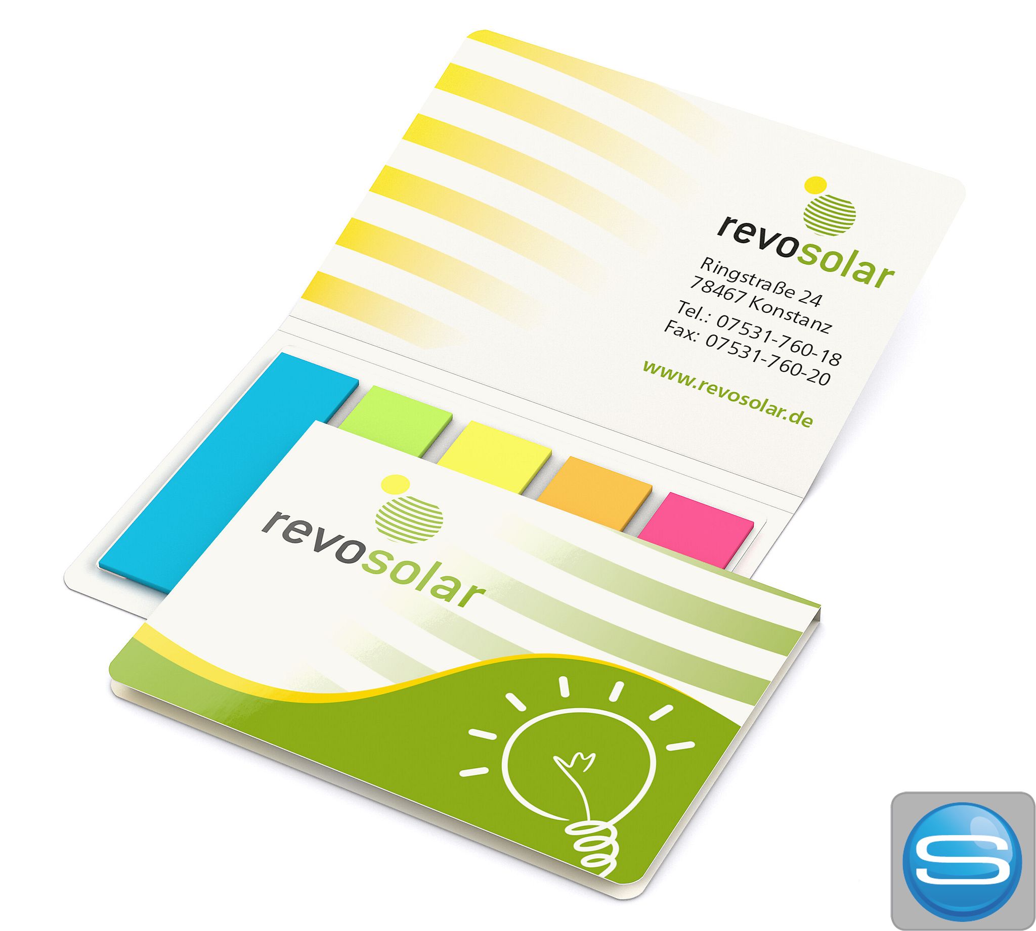 Nachhaltiges Haftmarker-Set aus Recyclingpapier mit individuellem Logodruck