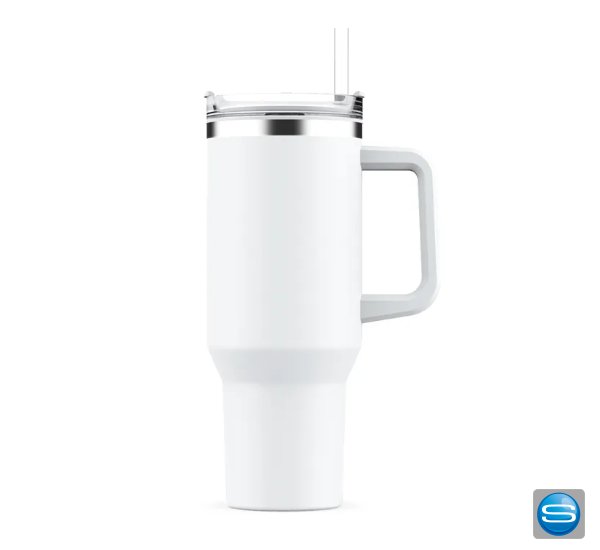 Gravierbare 1,2L Isolierbecher mit Strohhalm