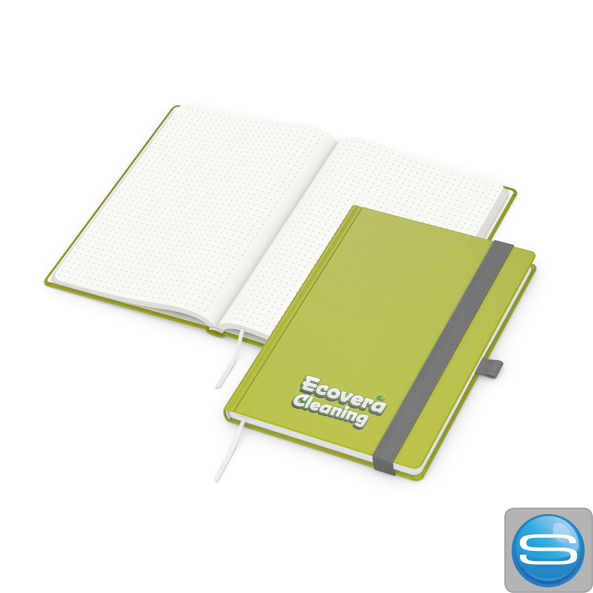 Notizbuch A5 aus Apfelleder als nachhaltiges Werbegeschenk mit Logodruck