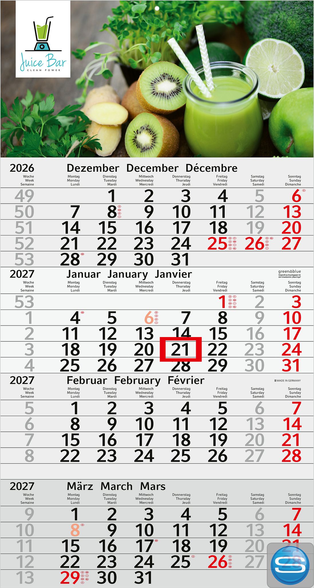 4-Monatskalender Budget 4 RECYCLING als nachhaltiges Kundengeschenk