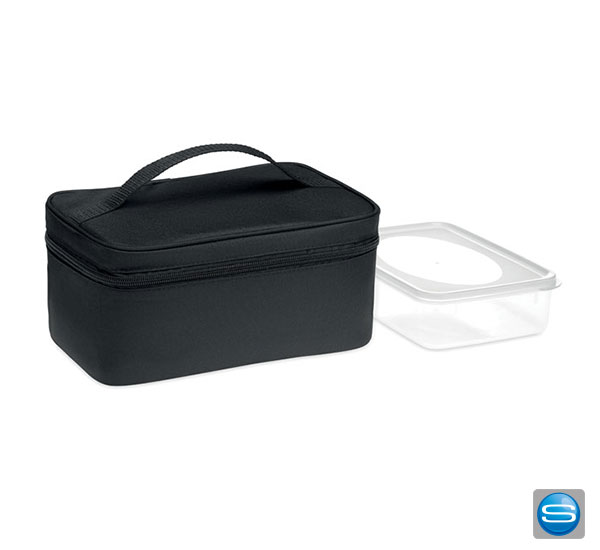 Kühltasche aus RPET mit Lunchbox aus PP als Werbeartikel