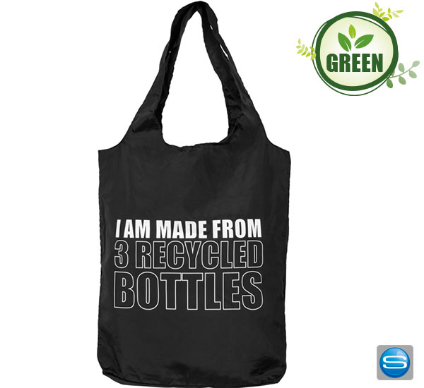 Faltbare Einkaufstasche aus recyceltem Material mit Logo bedrucken