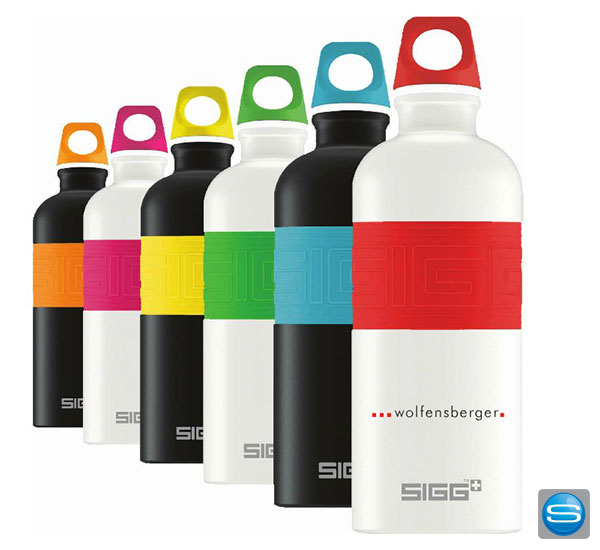 SIGG™ CYD Trinkflasche mit Silikonmanschette als Werbegeschenk