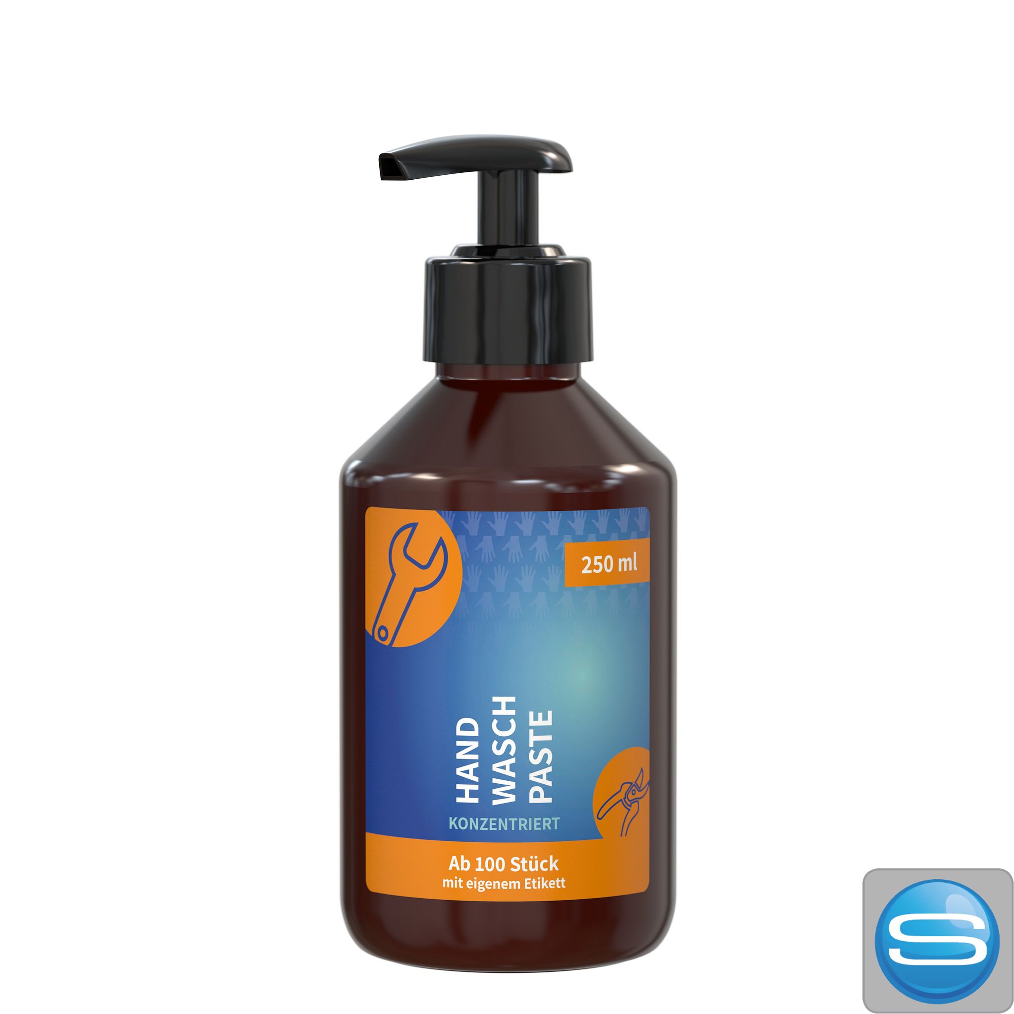 Handwaschpaste-Spender 250 ml aus R-PET mit eigenem Logo als Werbeartikel
