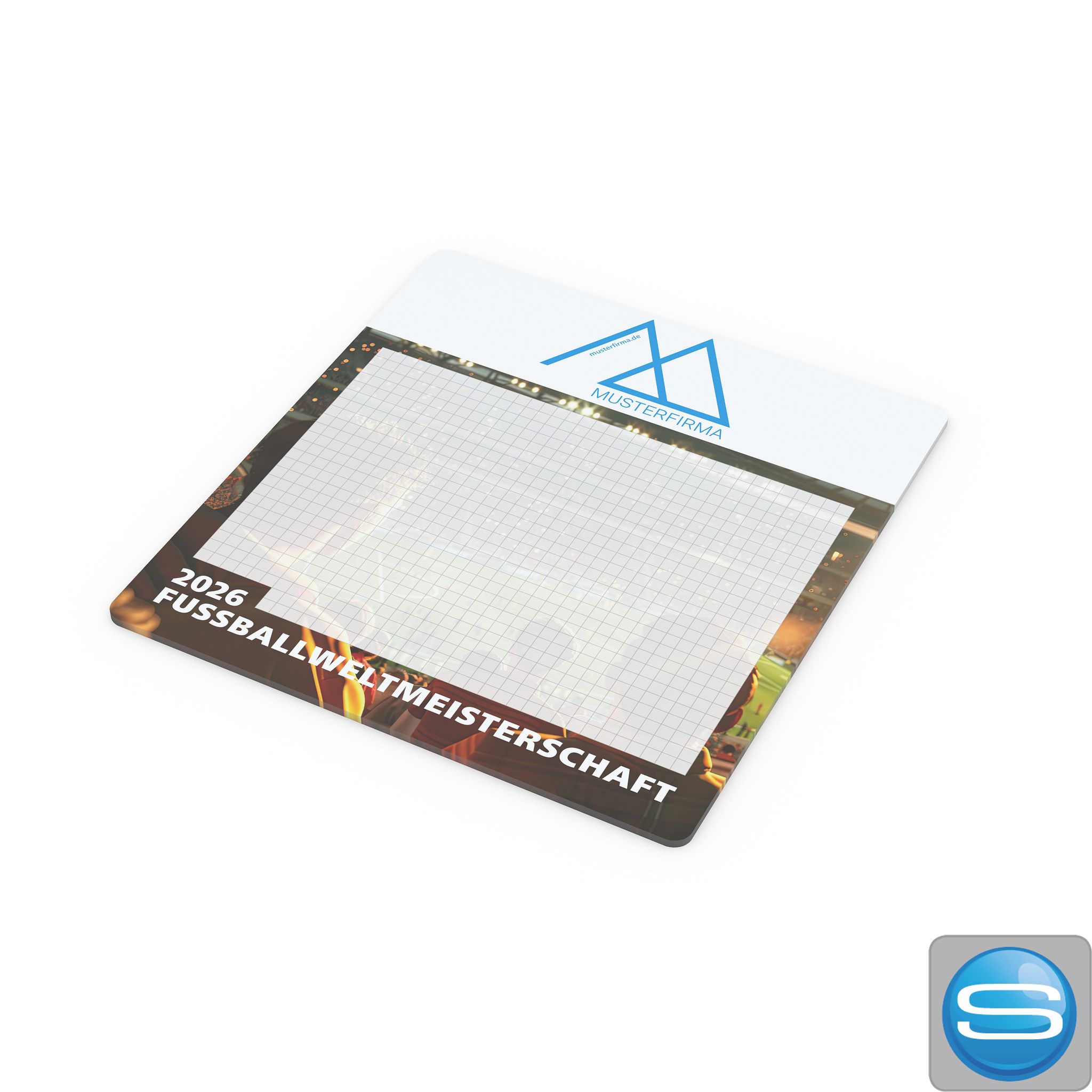 Haftnotiz-Mousepad WM-Motiv 2026 mit eigenem Logo
