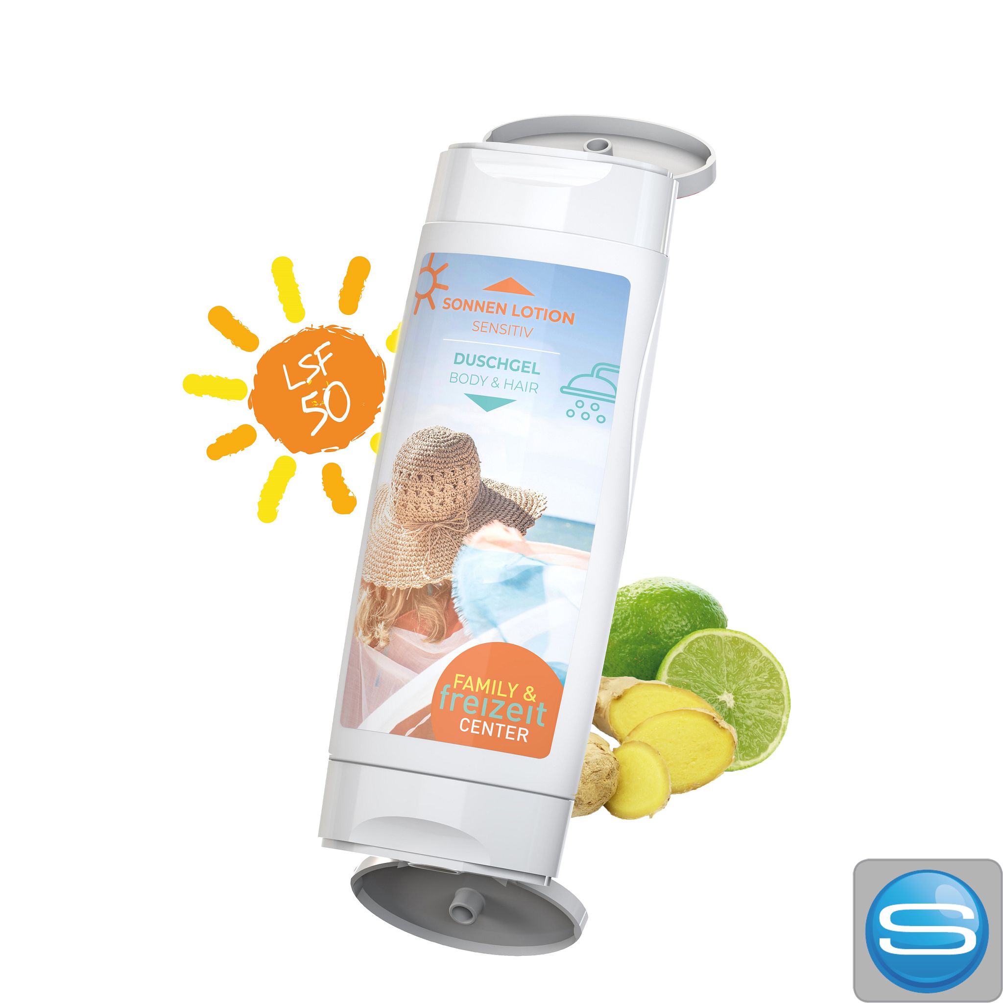 DuoPack Sonnenmilch & Duschgel als Werbeartikel bedruckt