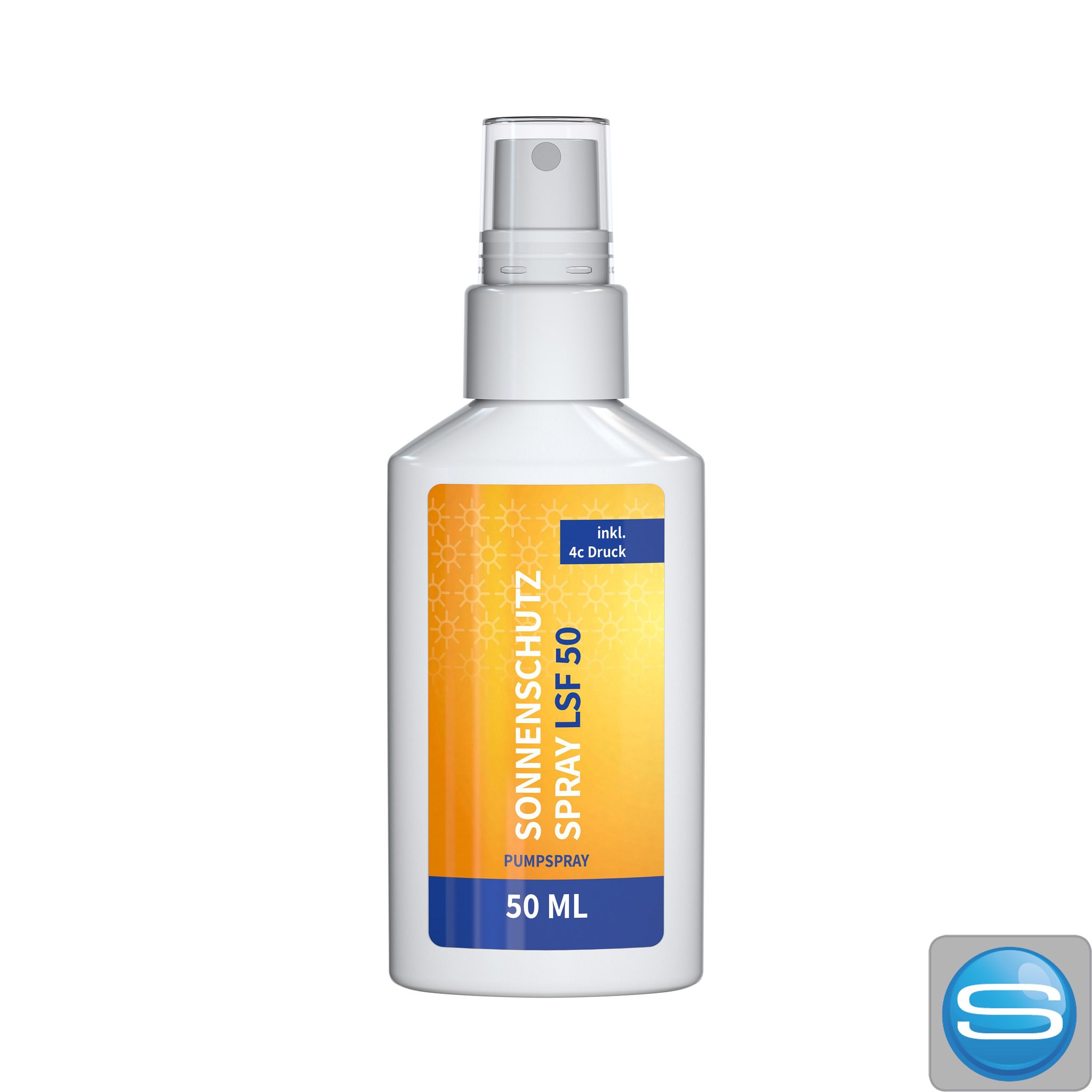 Sonnenschutzspray LSF 50 – 50 ml Werbeartikel mit Body Label