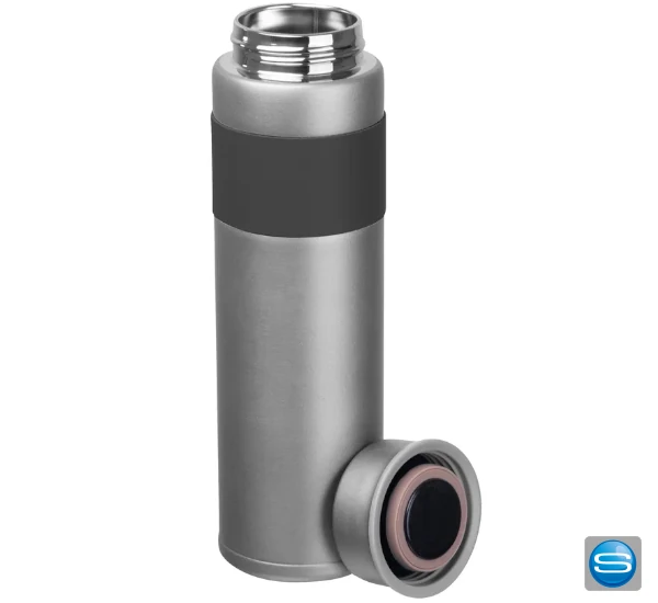 Edelstahl Vakuum-Trinkflasche 600 ml mit PU-Banderole und Gravur