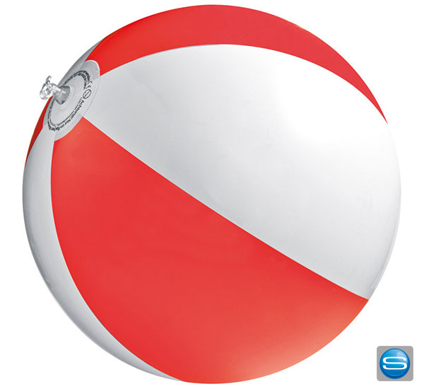 Zweifarbiger Wasserball als Werbegeschenk mit Logo bedruckt