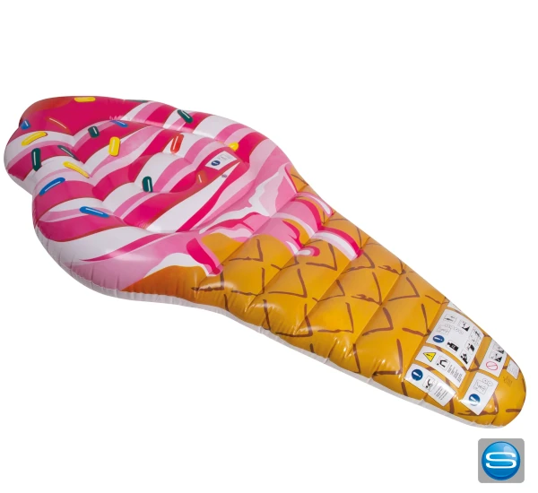 Aufblasbare Luftmatratze in Eiswaffel-Form mit Logodruck