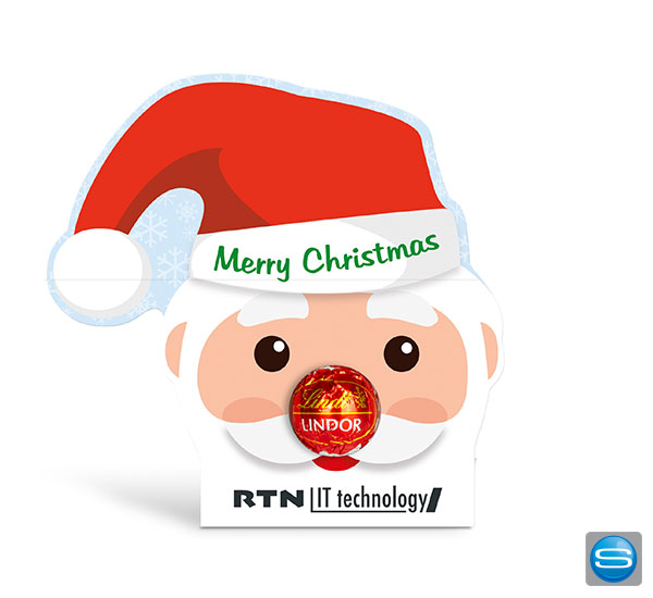 lindor-nikolaus-auf-werbekartonage Lindt Lindor Kugel als Santa Claus auf Werbekartonage