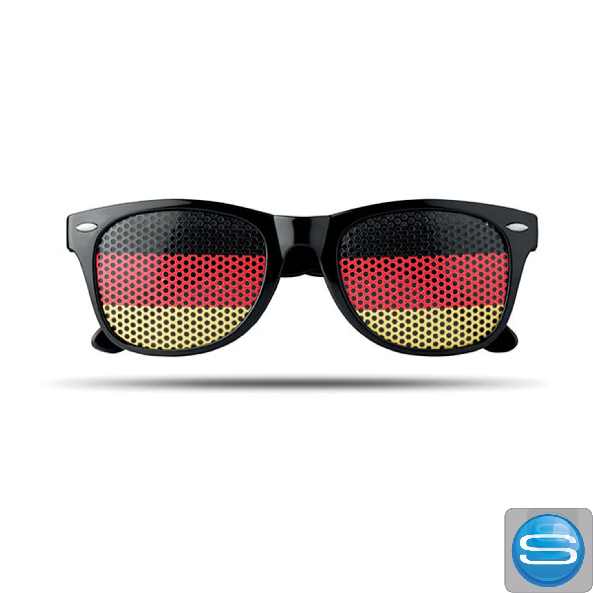 Fan-Sonnenbrille mit Länderflaggen als Werbegeschenk