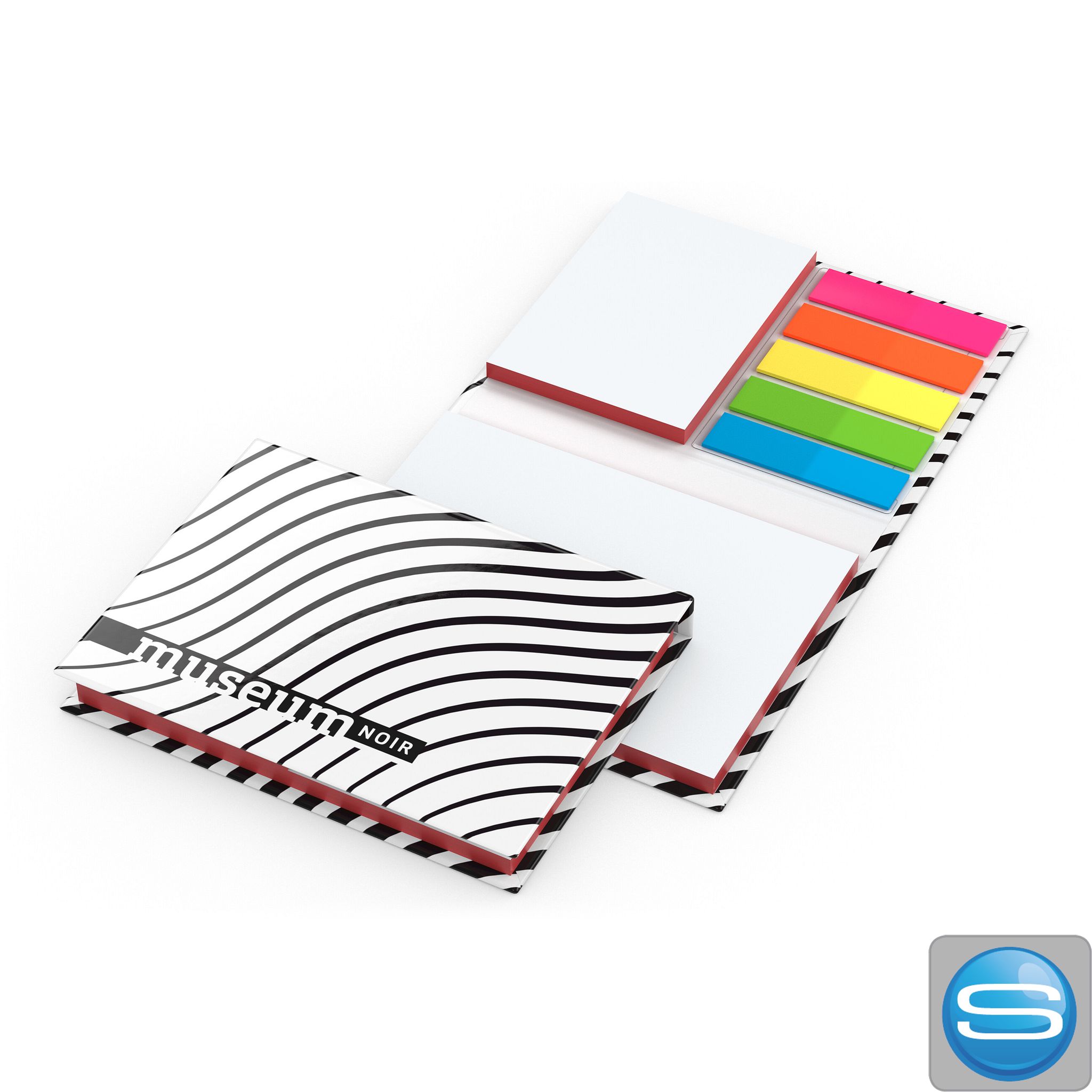 Haftnotiz-Set Hardcover mit Farbschnitt als bedruckbarer Werbeartikel