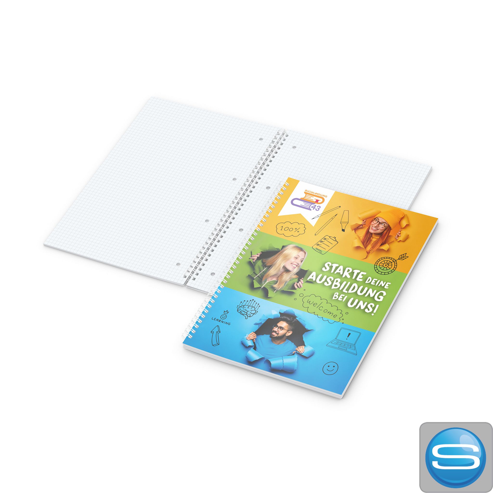 Collegeblock DIN A4 Wire-O als Werbeartikel mit individuellem Logodruck