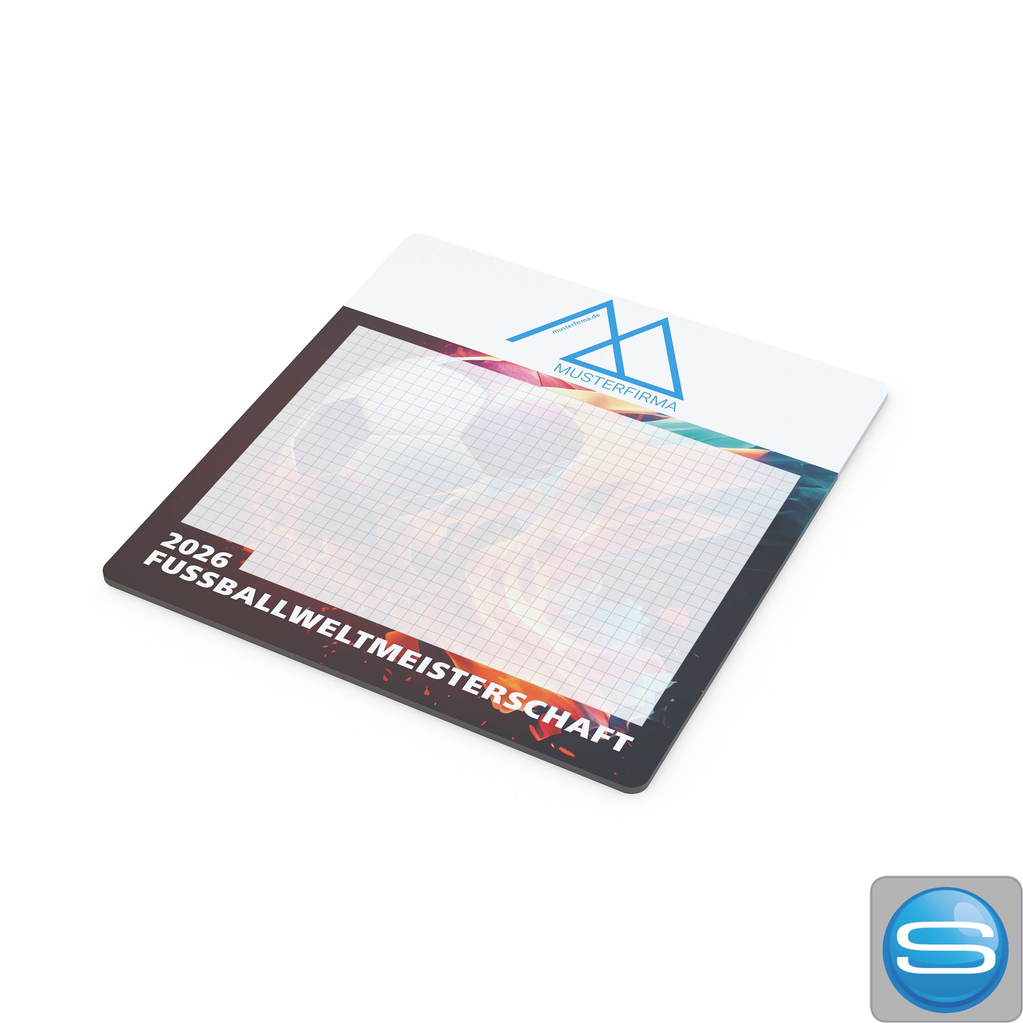 Haftnotiz-Mousepad WM-Motiv 2026 mit Logodruck