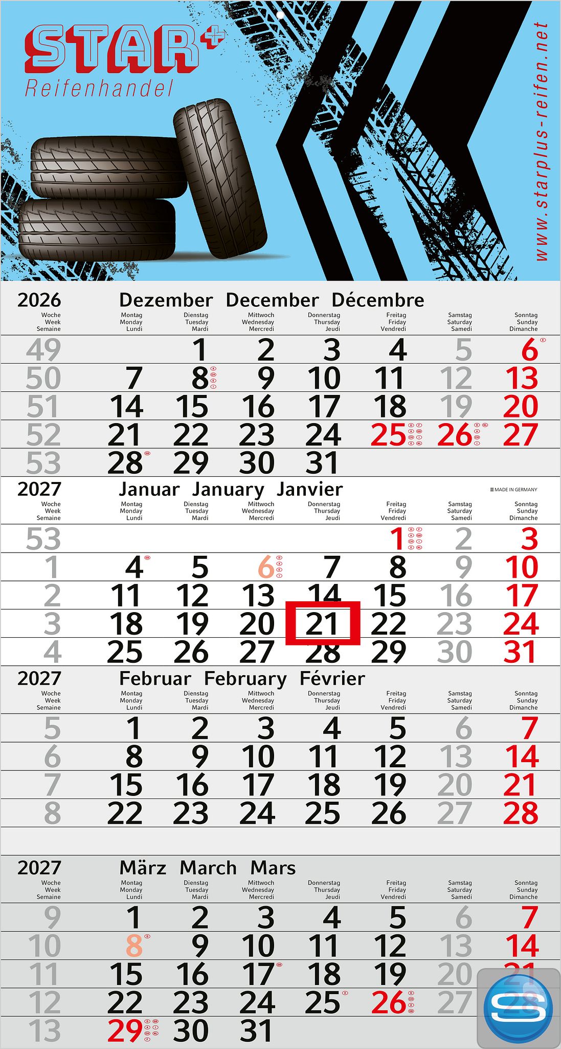 4-Monats-Wandkalender Budget 4 als Werbeartikel