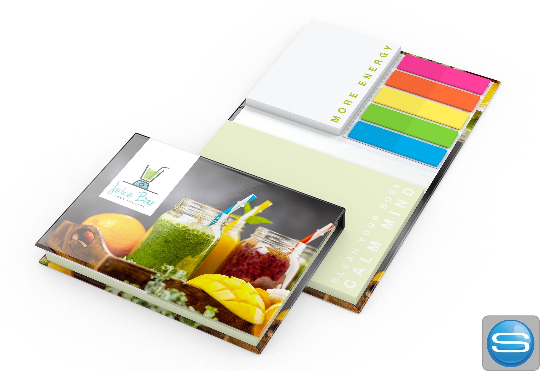Haftnotiz-Set Hardcover mit Haftmarkern als Werbeartikel