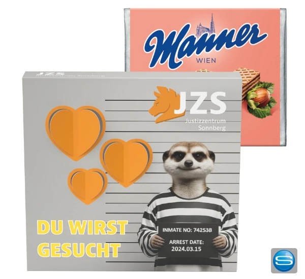 Präsentbox Premium Herz mit Ihrer Werbefläche als Ritter SPORT oder Manner