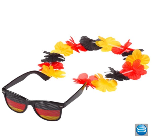 Deutschland Spaßbrille mit Blumenkette als Werbemittel