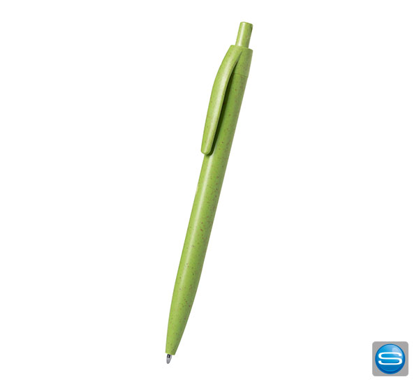Kugelschreiber aus Weizenstroh-Kunststoff als Werbegeschenk mit Logo veredeln