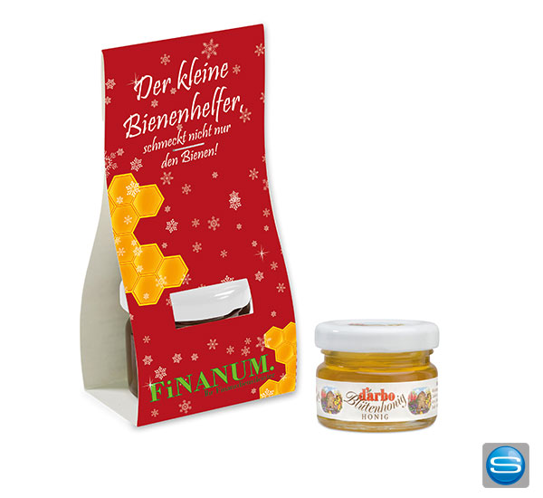 Honig mit Tee Rezept in Überreichverpackung als süßes Werbegeschenk