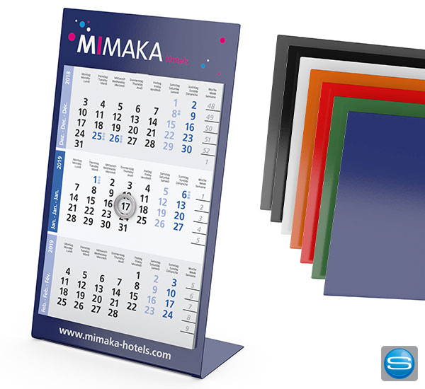 Metall-Tischkalender in verschiedenen Farben mit Logodruck