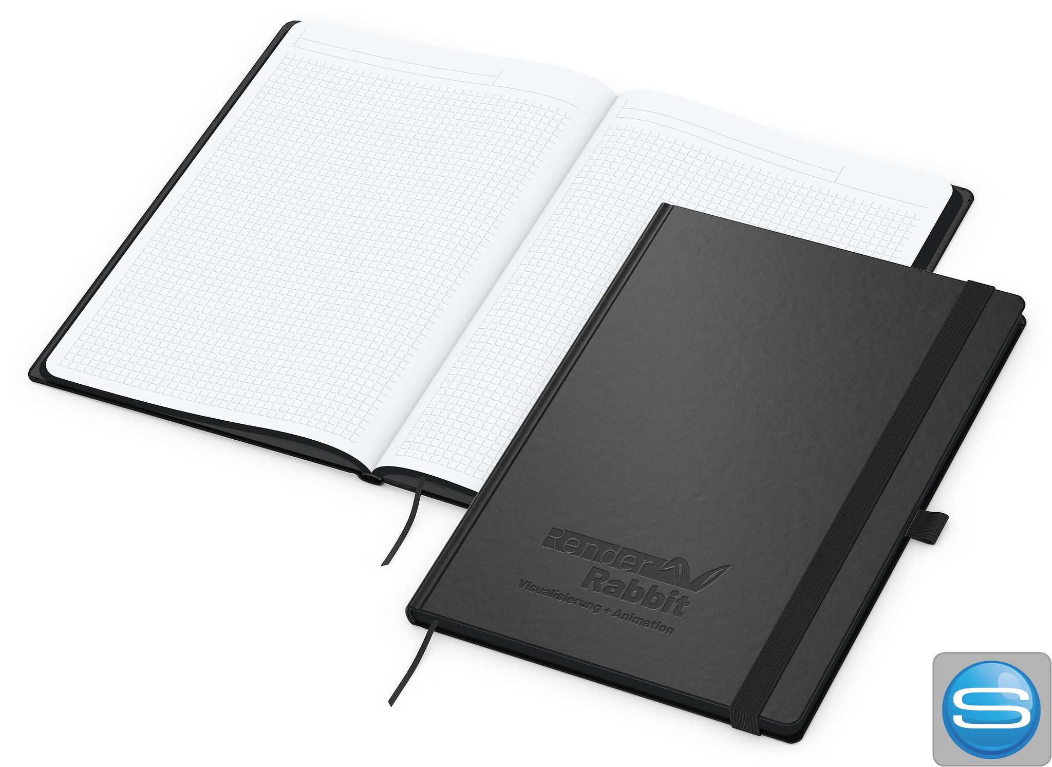 Hardcover Notizbuch Black-Book A4 mit Logo-Prägung