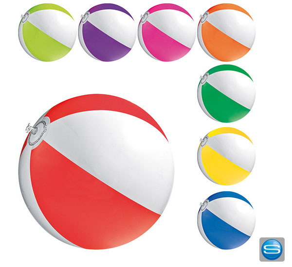 Zweifarbiger Wasserball als Werbegeschenk mit Logo bedruckt