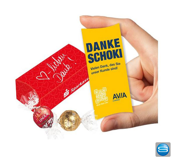 2er Lindor Präsent von Lindt mit bedruckbarer Werbekartonage
