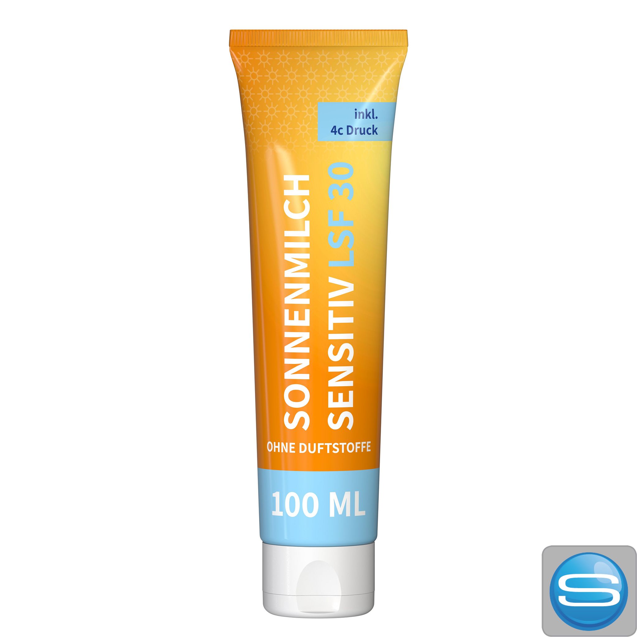 Sonnenmilch LSF 30 sensitiv 25 ml Tube – als Werbeartikel mit FullbodyPrint