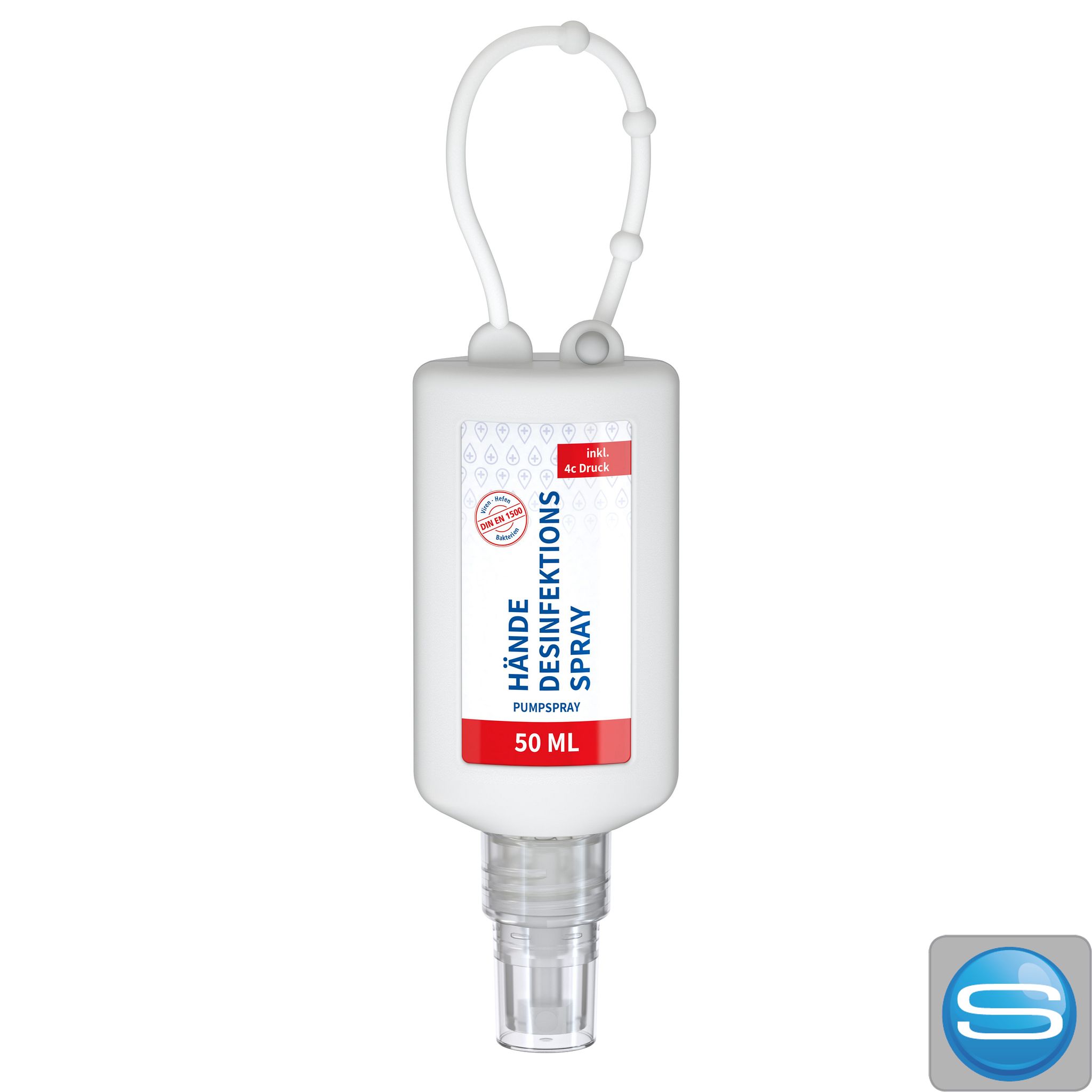 Hände-Desinfektionsspray Bumper 50 ml mit Body Label – Werbeartikel mit eigenem Logo