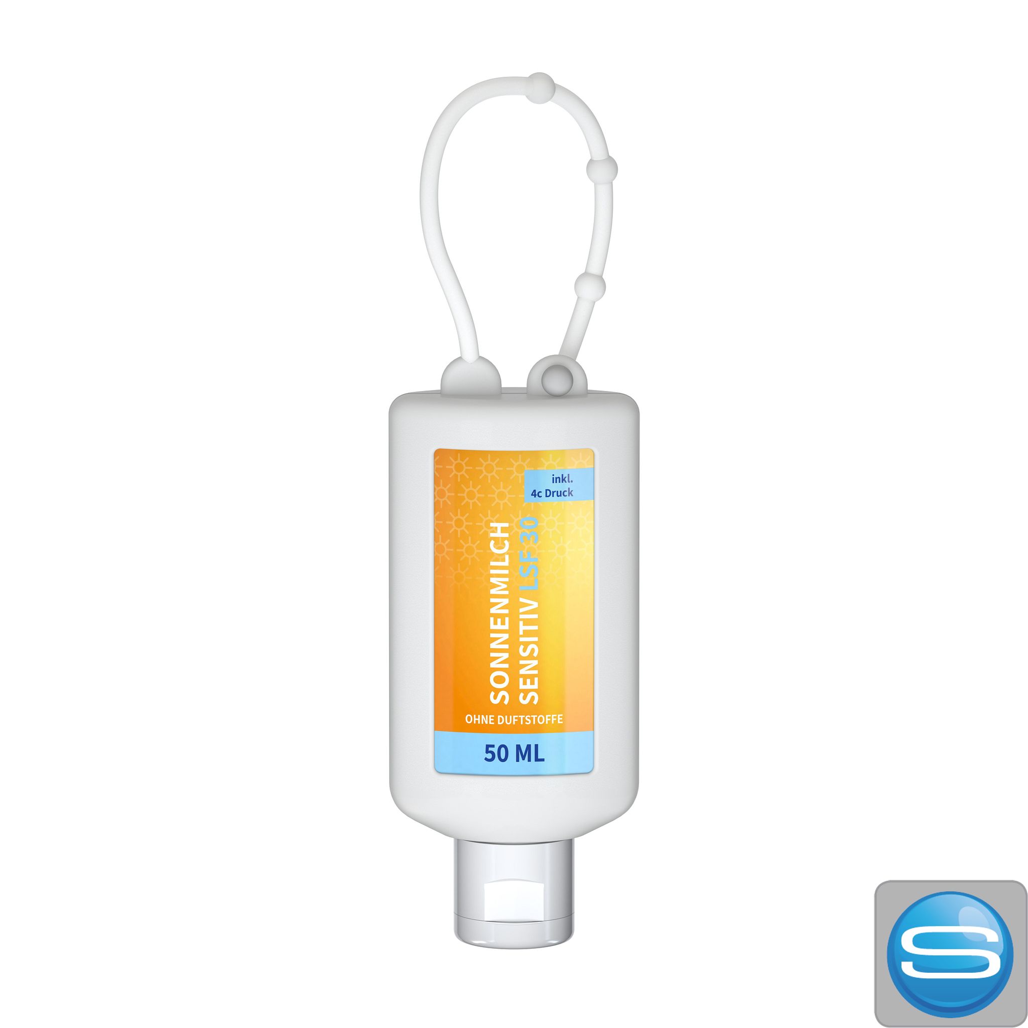 Sonnenmilch LSF 30 sensitiv 50 ml Bumper – nachhaltiger Werbeartikel mit Body Label