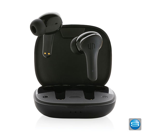 wireless-ohrstoepsel-mit-logo-bedrucken Urban Vitamin Byron ENC Ohrhörer mit Logo bedrucken