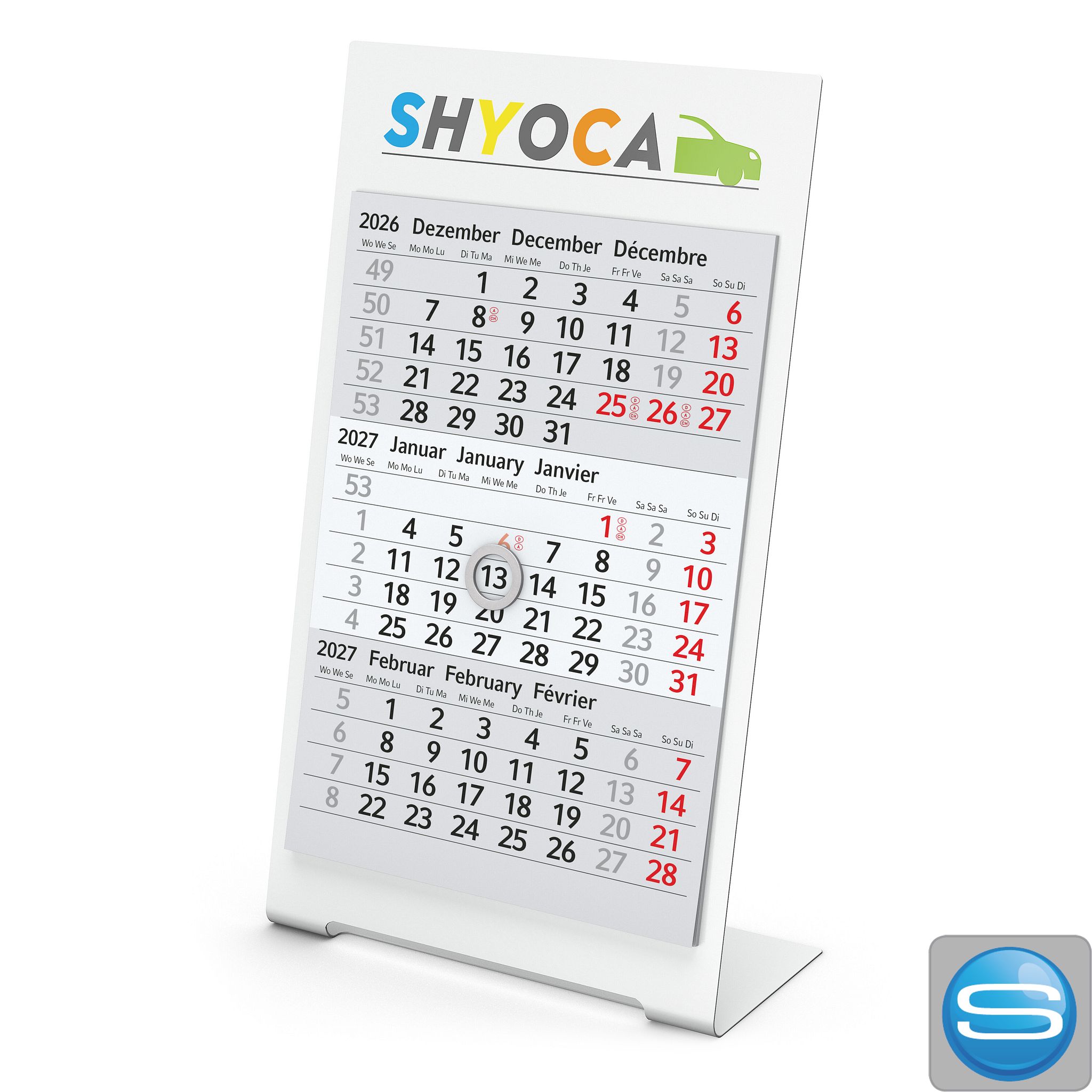 Tischkalender 3-Monats-Übersicht als Werbeartikel bedrucken