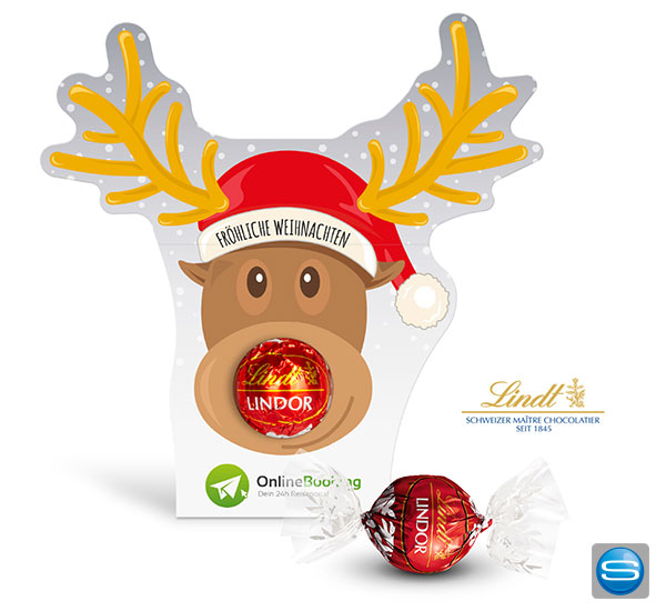 rentier-lindt-lindor-in-werbekartonage Feinste Lindor Kugel in Rentier Werbekartonage