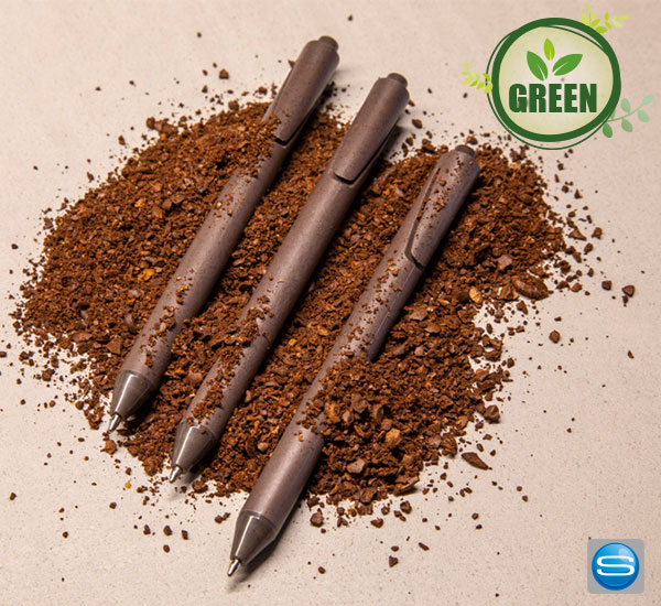 Kugelschreiber aus Kaffeesatz als Werbeträger