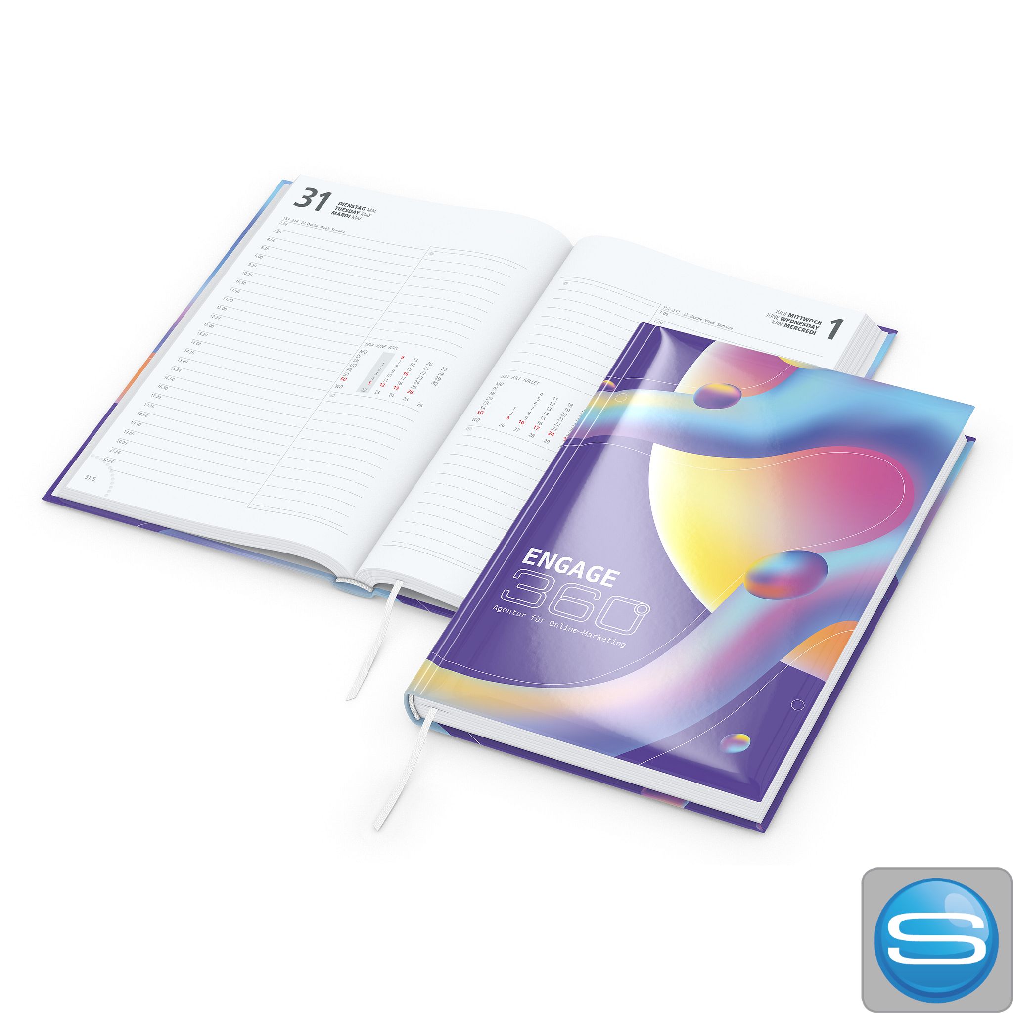 Tageskalender DIN A5 Hardcover bedruckbar als Werbegeschenk