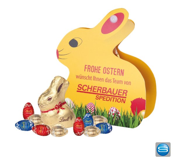 Werbe-Hase mit Lindt Schokolade individuell bedrucken