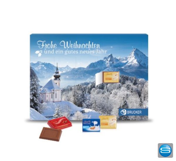 Adventskalender mit Schokoladenmischung von Lindt individuell bedruckt Adventskalender mit Schokoladenmischung von Lindt individuell bedruckt
