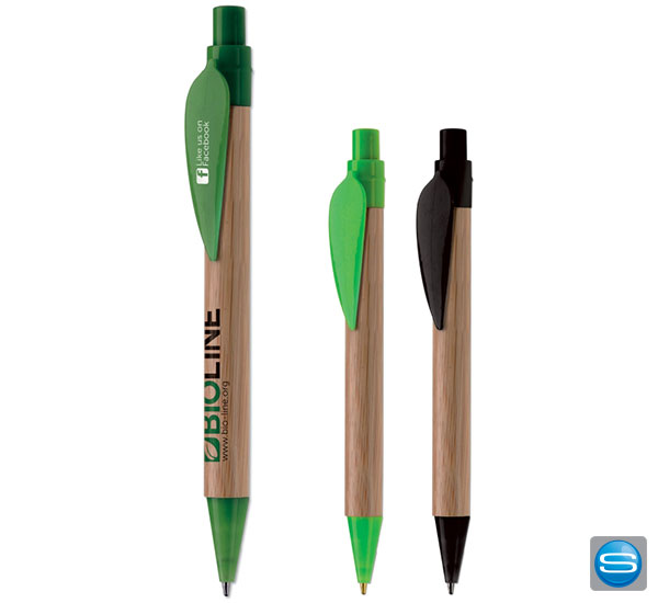Bambus Kugelschreiber mit Blatt als Clip
