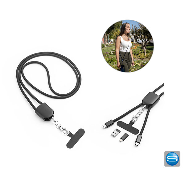 Lanyard-Ladekabel und Smartphone Halterung mit Werbedruck 