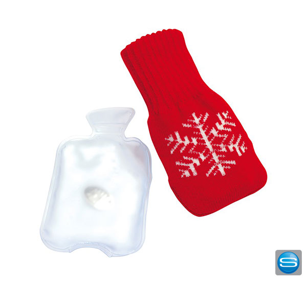 Handwärmer in Wärmflaschenform mit Norweger Strickhülle als Weihnachtspräsent