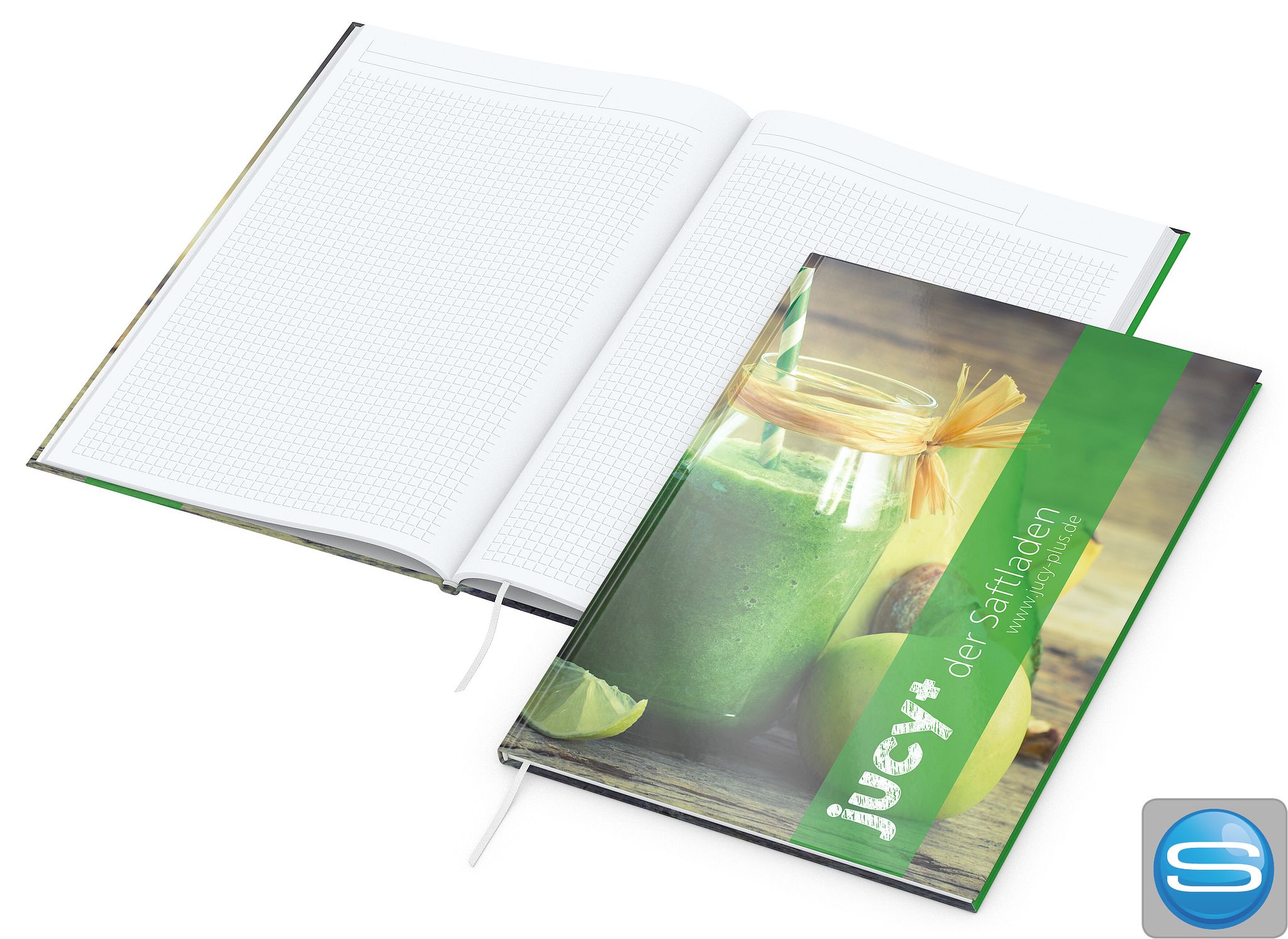 Notizbuch A4 Hardcover als Werbeartikel mit vollflächigem Logodruck
