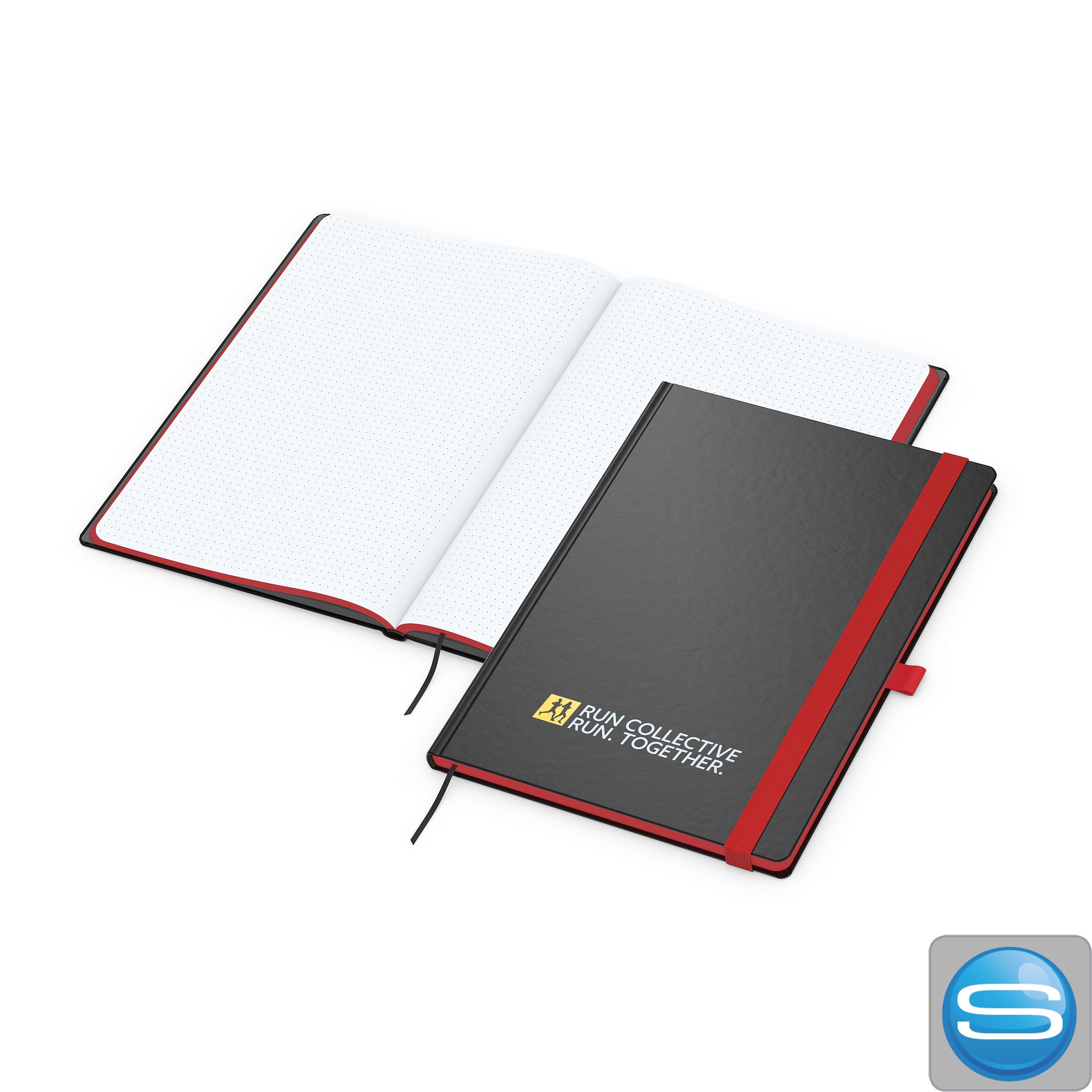 Notizbuch Color-Book DIN A4 mit Farbschnitt als Werbeartikel mit Logoprägung