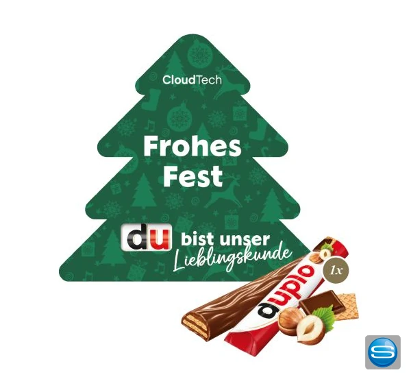 Duplo Weihnachtsbaum in Werbekarte