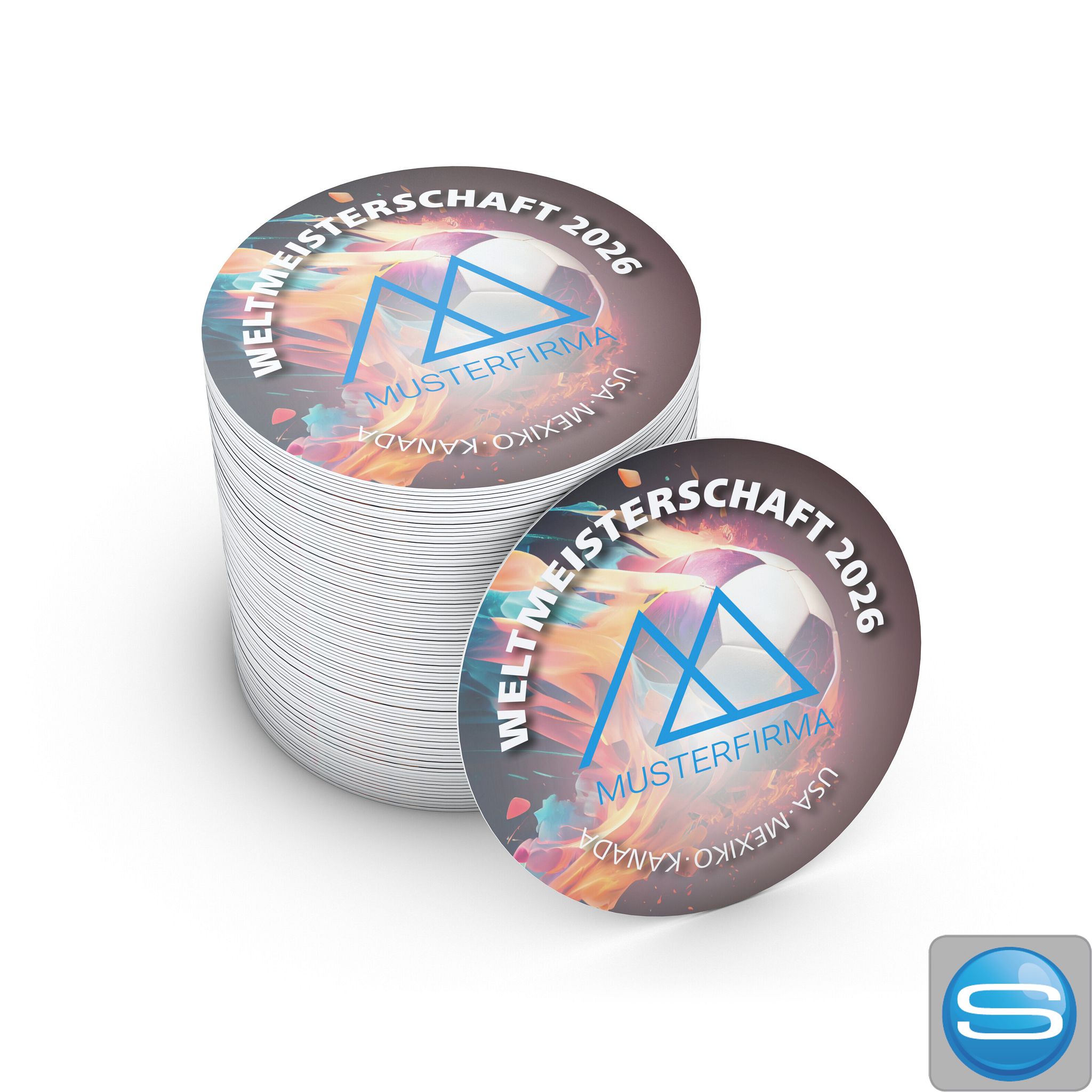 Runder Bierdeckel WM 2026 mit Logodruck